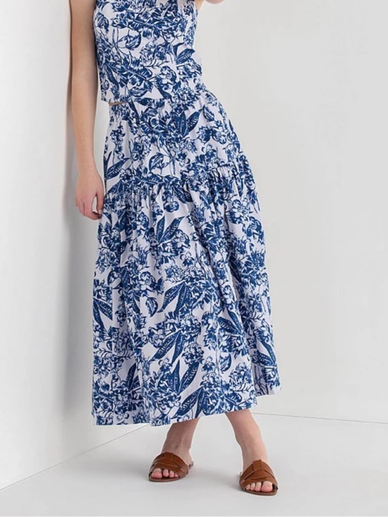 Ricki's Dresses & Skirts - Blue & White Floral Tiered Poplin Skirt